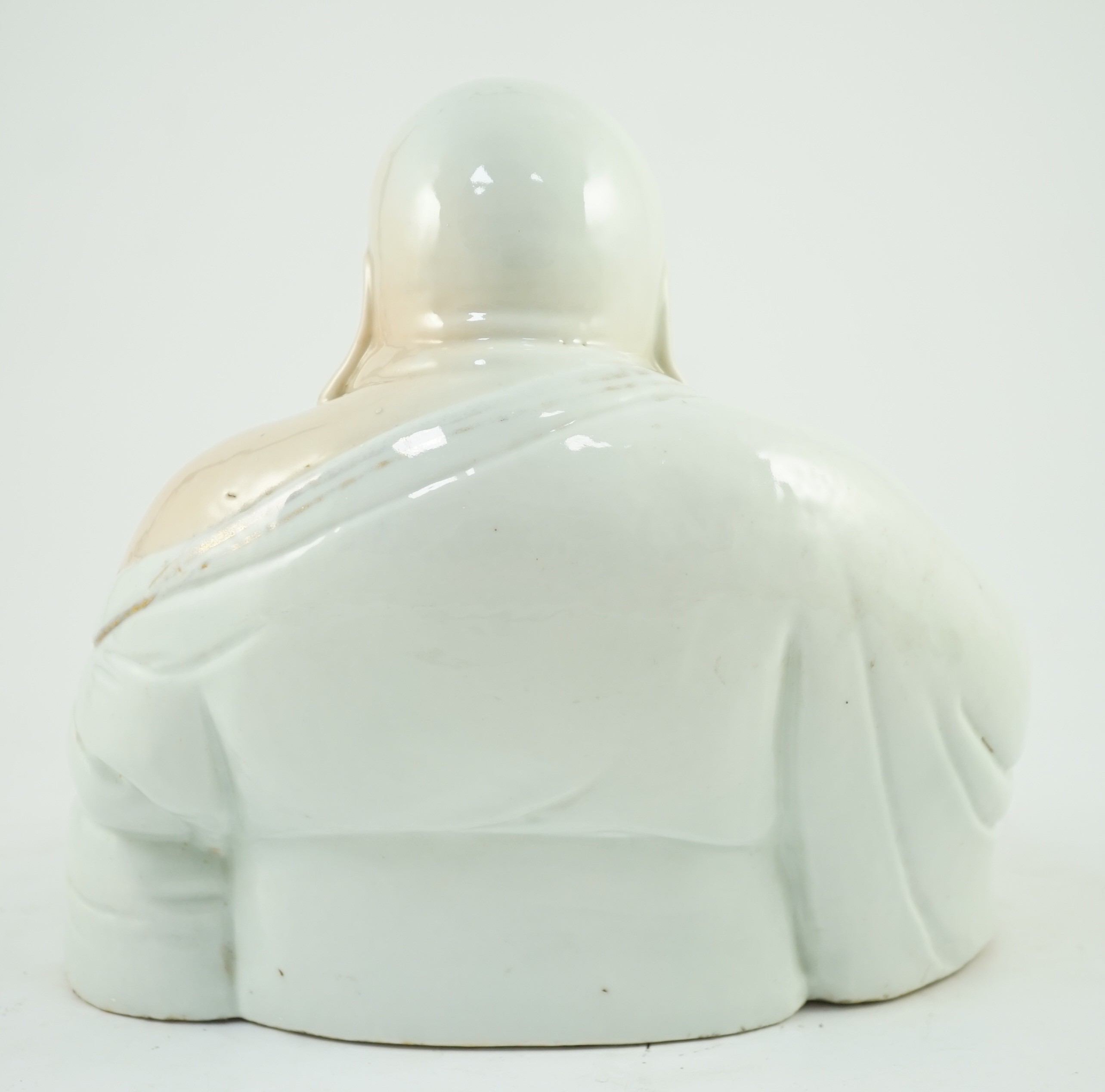 A large Chinese porcelain figure of Budai, Republic period, 25cms high